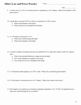 Electrical Power Worksheet Answers Fresh Ohm S Law and Power Practice Problems by Mrs K Science