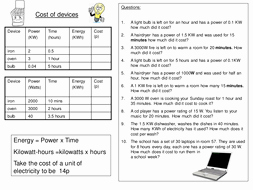 Electrical Power Worksheet Answers Lovely Calculate the Cost Of Electricity by Lrcathcart