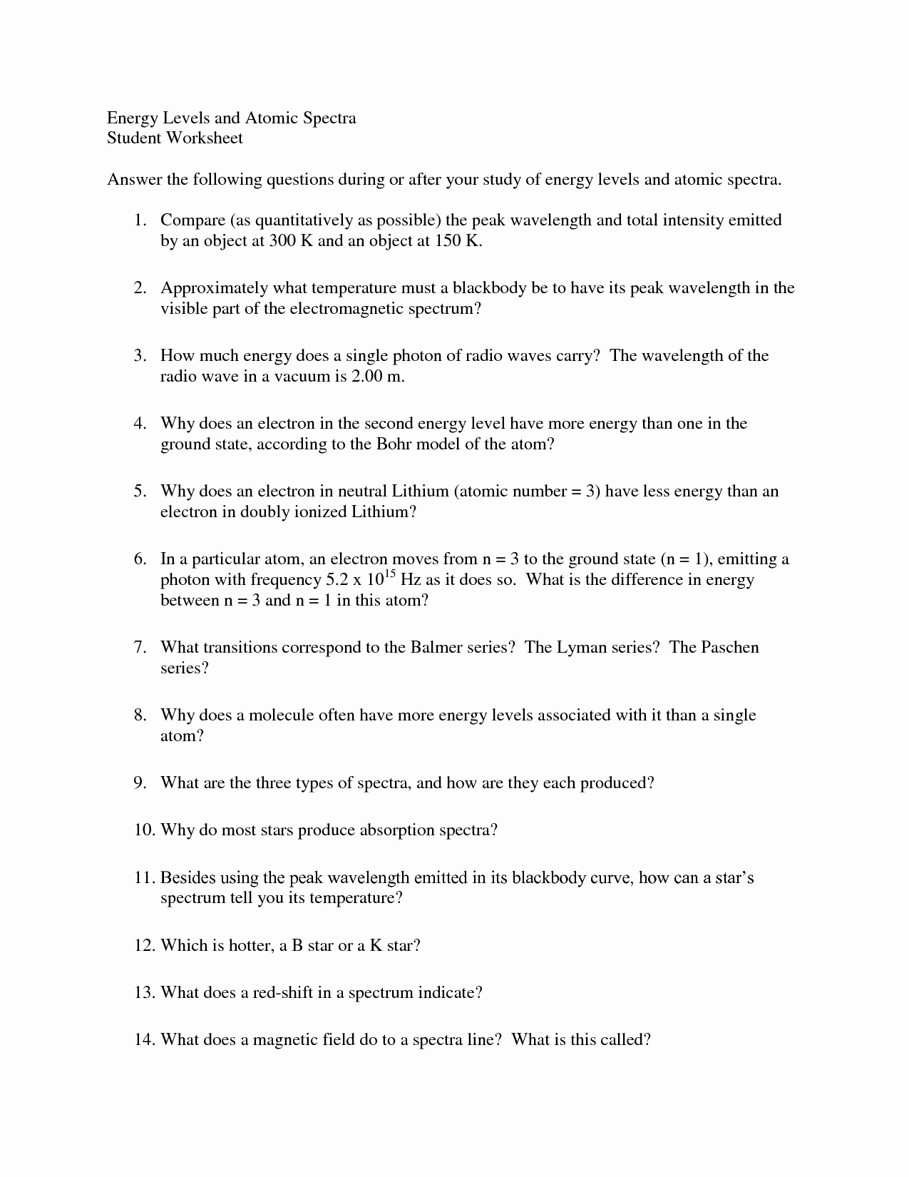 Electromagnetic Spectrum Worksheet Answers Awesome 13 Best Of Light Worksheets for Middle School