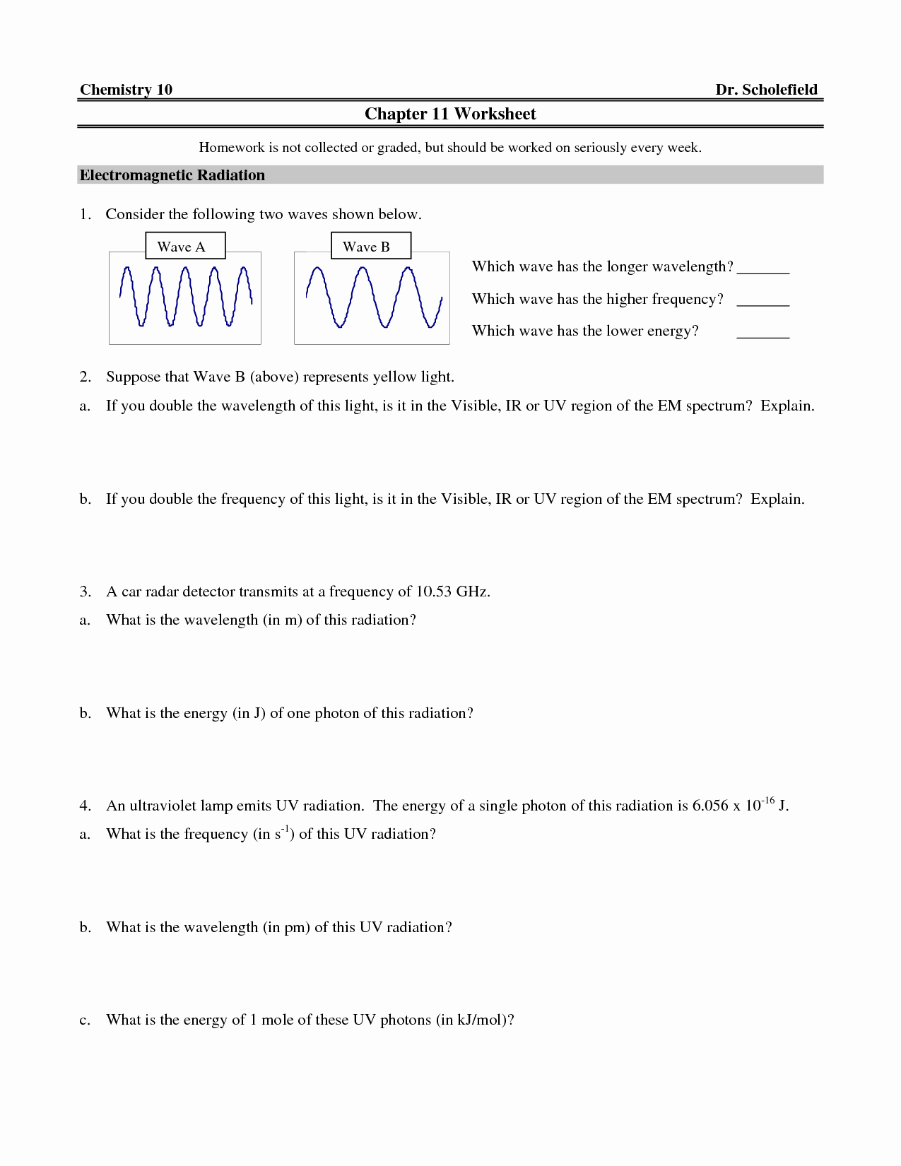 Electromagnetic Spectrum Worksheet Answers