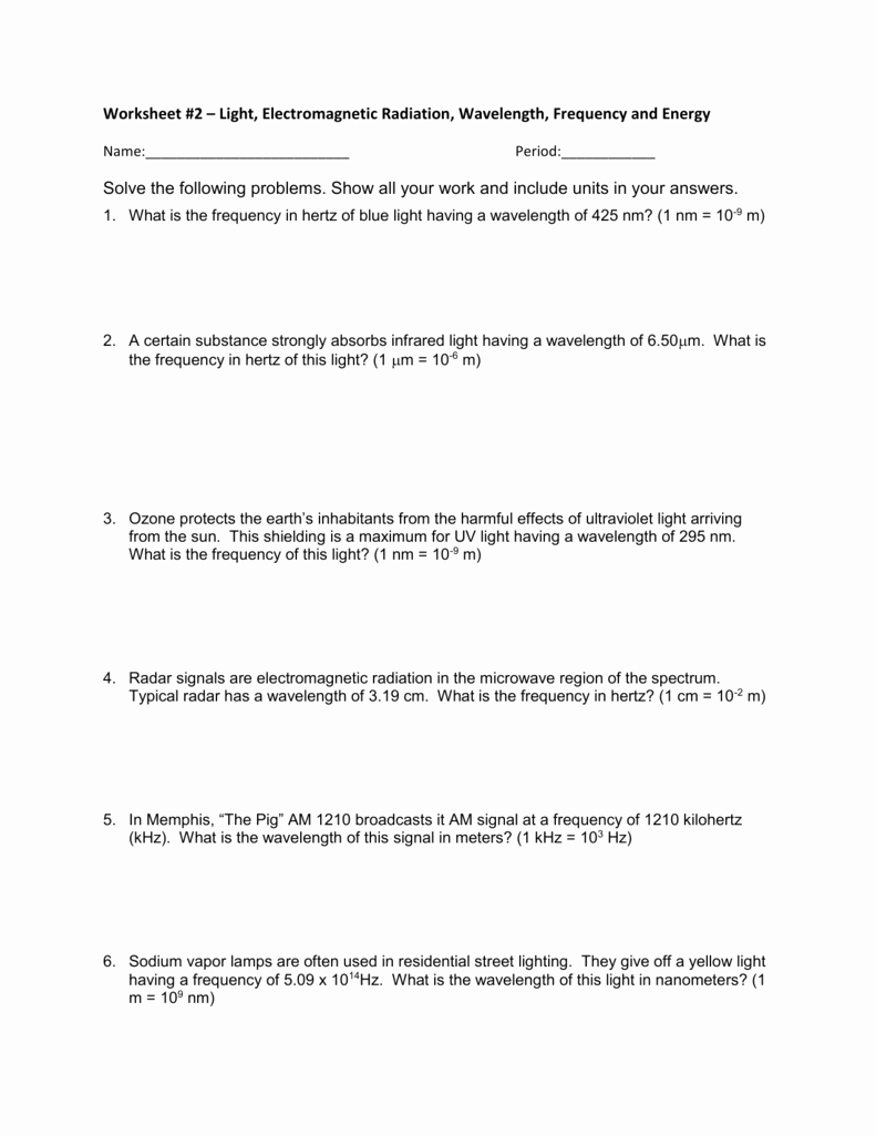 50 Electromagnetic Waves Worksheet Answers