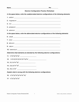 Electron Configuration Practice Worksheet Answers Best Of Electron Configuration Practice Worksheet