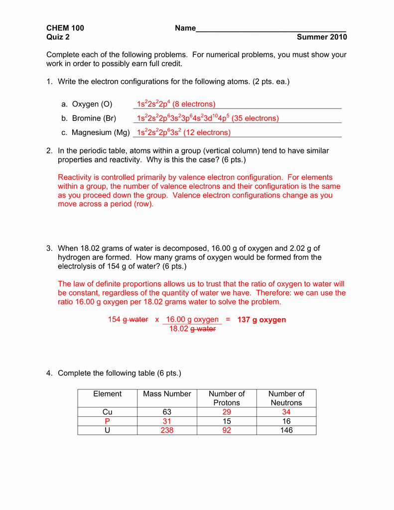 48 Electron Configuration Practice Worksheet Answers