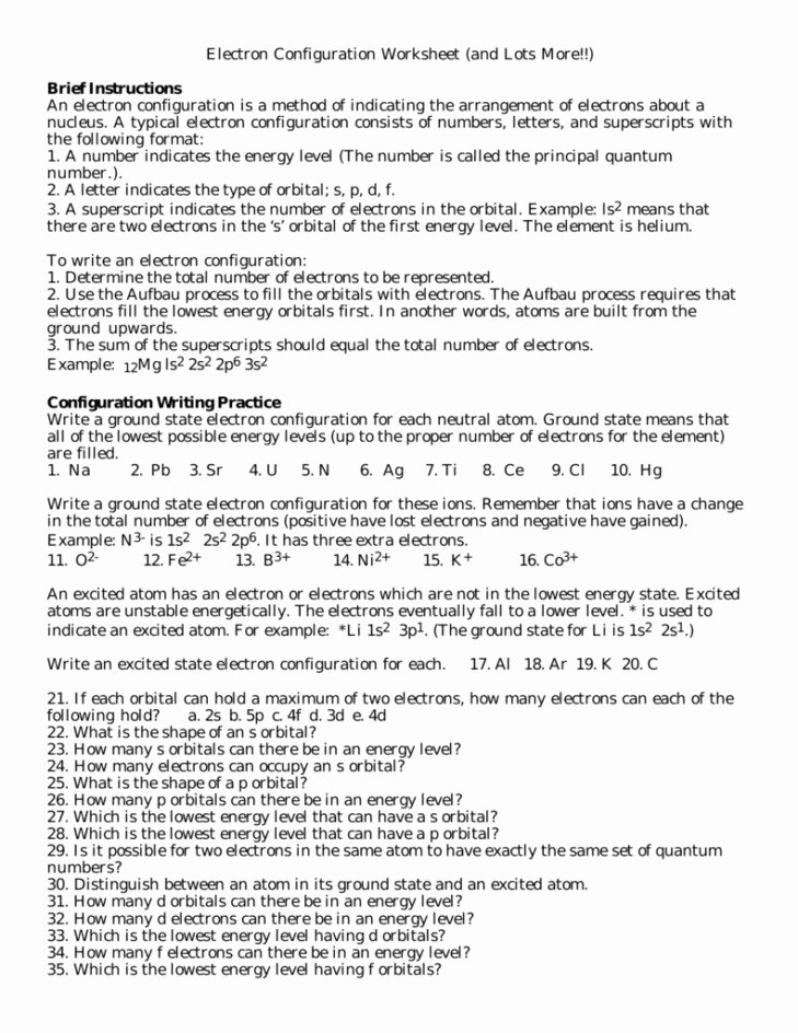 Electron Configuration Practice Worksheet Answers Unique Valence Electrons Worksheet