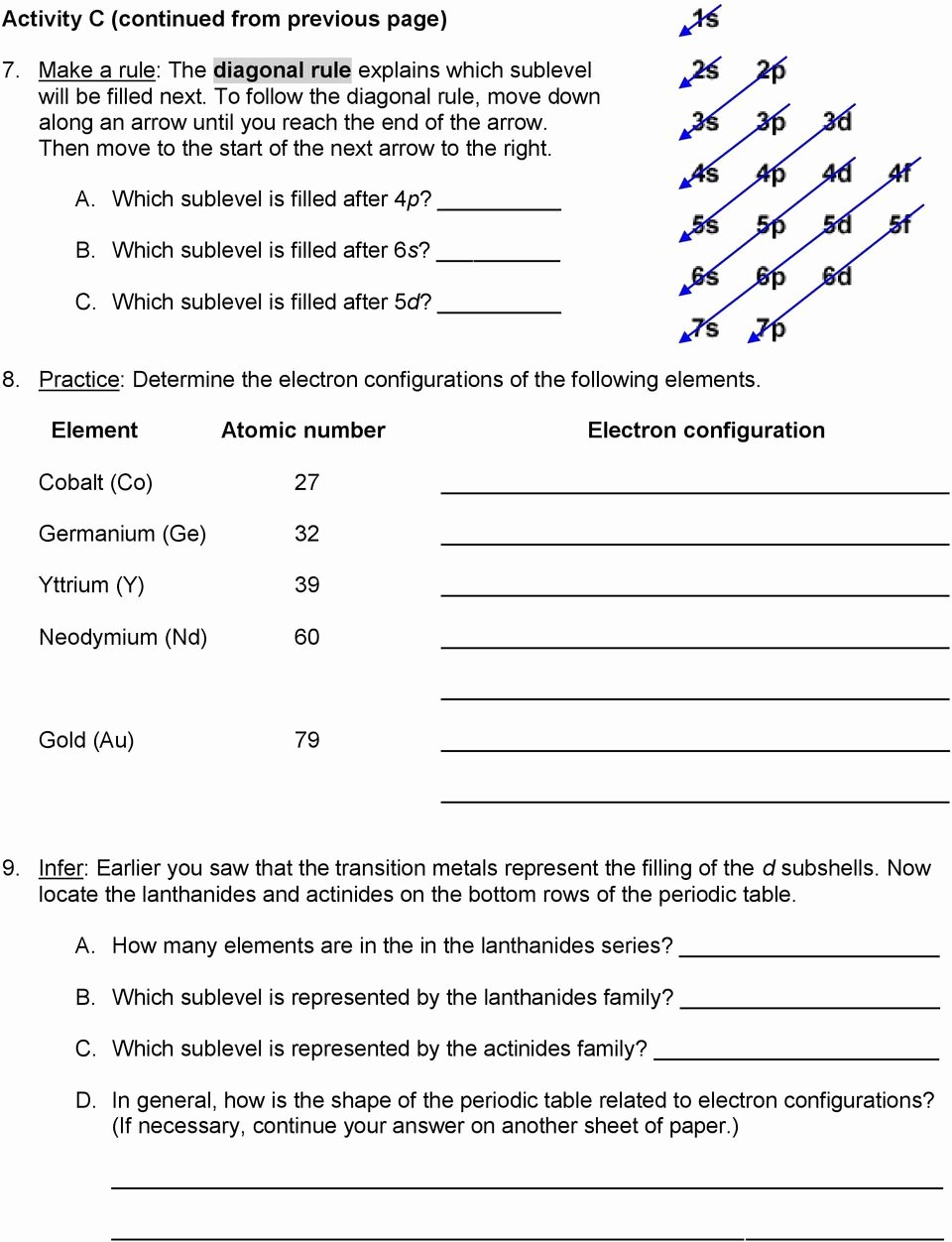 45 Electron Configuration Practice Worksheet