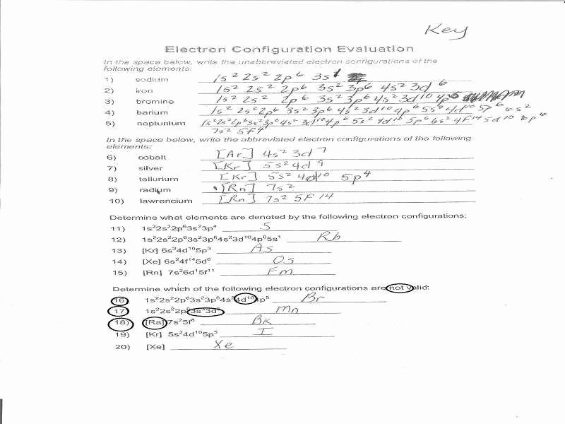 Electron Configuration Worksheet Answer Key Best Of Electron Configuration Worksheet Answers
