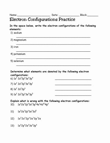 Electron Configuration Worksheet Answer Key Fresh Electron Configuration Answer Key