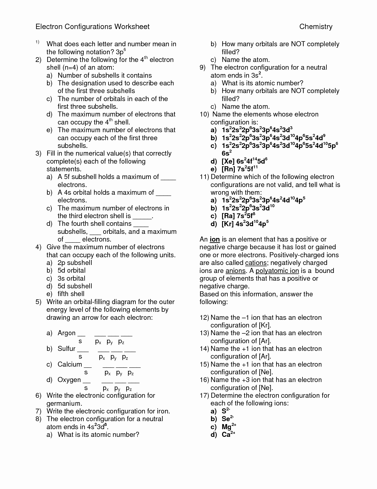 Electron Configuration Worksheet Answer Key Lovely 13 Best Of High School Chemistry Worksheet Answers