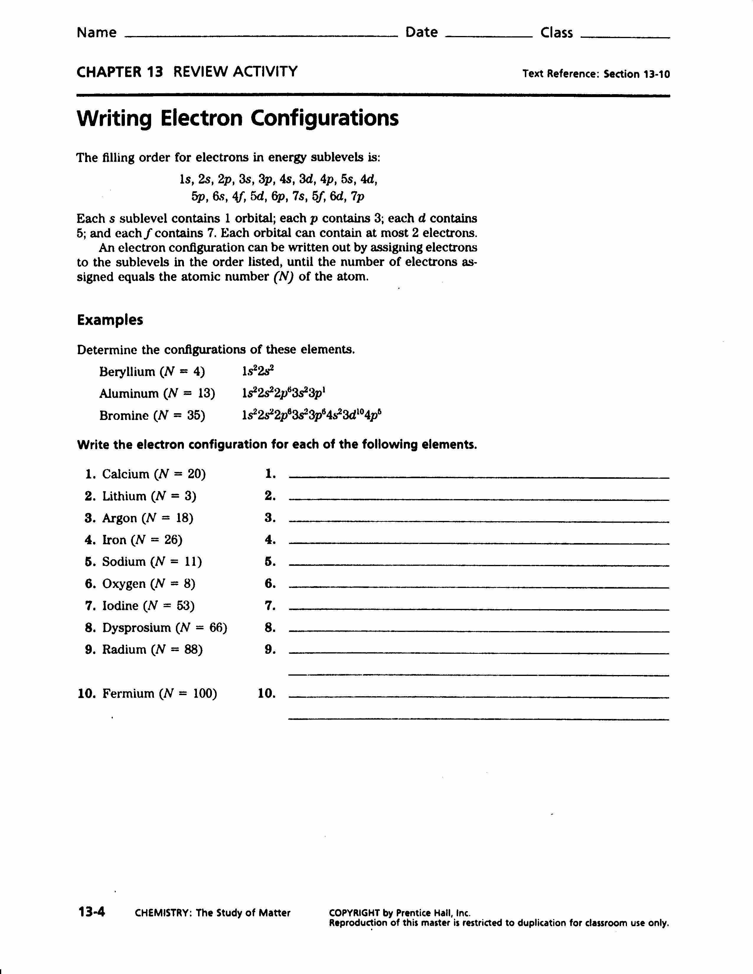 Electron Configuration Worksheet Answers Inspirational Electron Configuration Worksheet Answers Part A