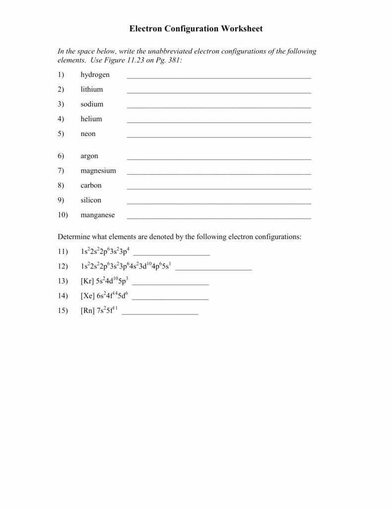 Electron Configuration Worksheet Answers New Electron Configuration Practice Worksheet