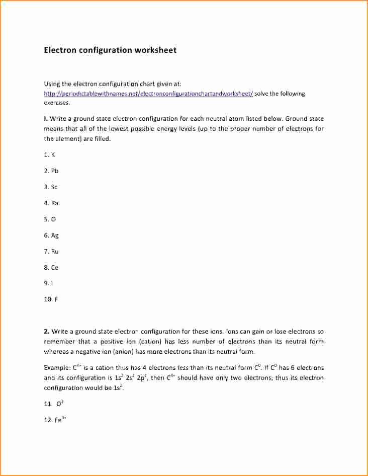 Electron Configurations Worksheet Answer Key Best Of Electron Configuration Worksheet Answer Key