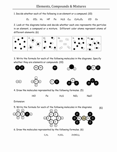 Elements and Compounds Worksheet Inspirational Elements Pounds &amp; Mixtures Handout by Csnewin