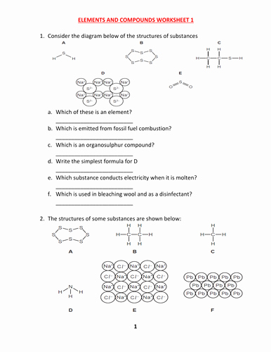 Elements and Compounds Worksheet Lovely Primary Pounds and Mixtures Resources