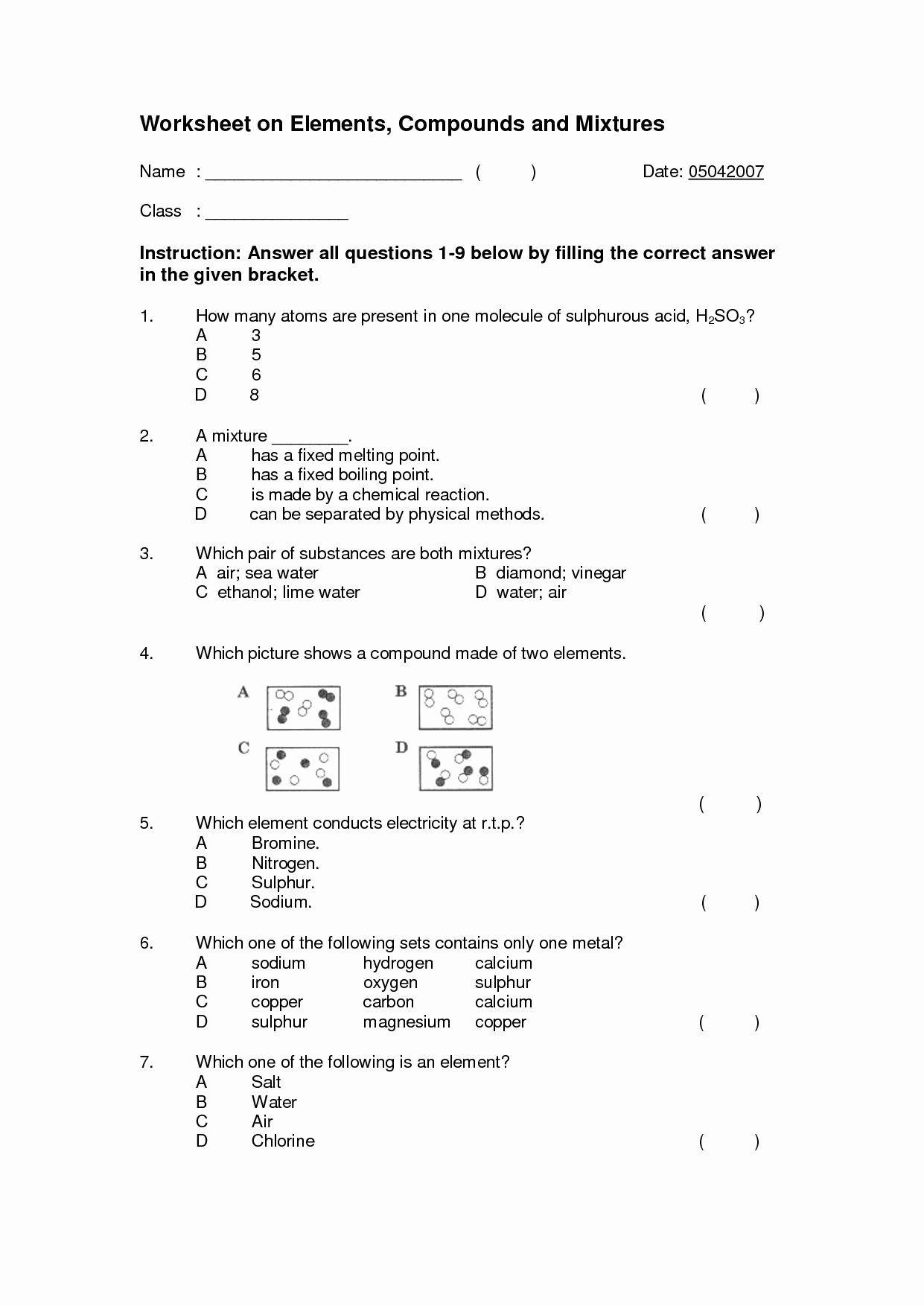 Elements Compounds and Mixtures Worksheet Inspirational 17 Best Of Elements Pounds and Mixtures