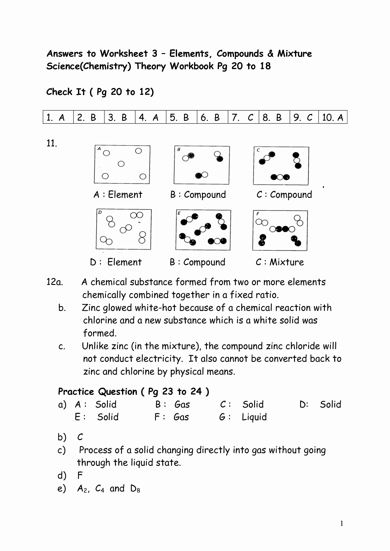 Elements Compounds Mixtures Worksheet Answers Lovely Elements Pounds Mixtures Worksheet Answers