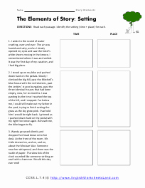 Elements Of A Story Worksheet Best Of Story Setting Worksheets S Leafsea
