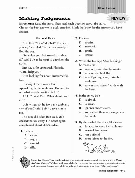 Elements Of A Story Worksheet Elegant Story Elements Making Judgments Worksheet for 4th 5th