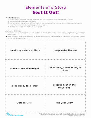 Elements Of A Story Worksheet Lovely the Story Of orion Worksheet