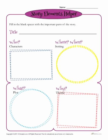 Elements Of Fiction Worksheet Unique Story Elements Helper form Template for Students