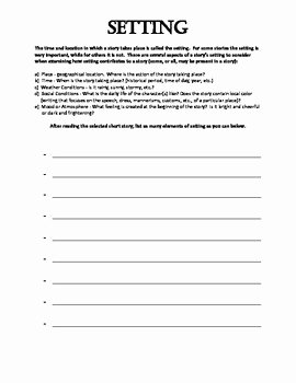 Elements Of Plot Worksheet Awesome Story Elements Worksheets Plot Setting theme by Middle