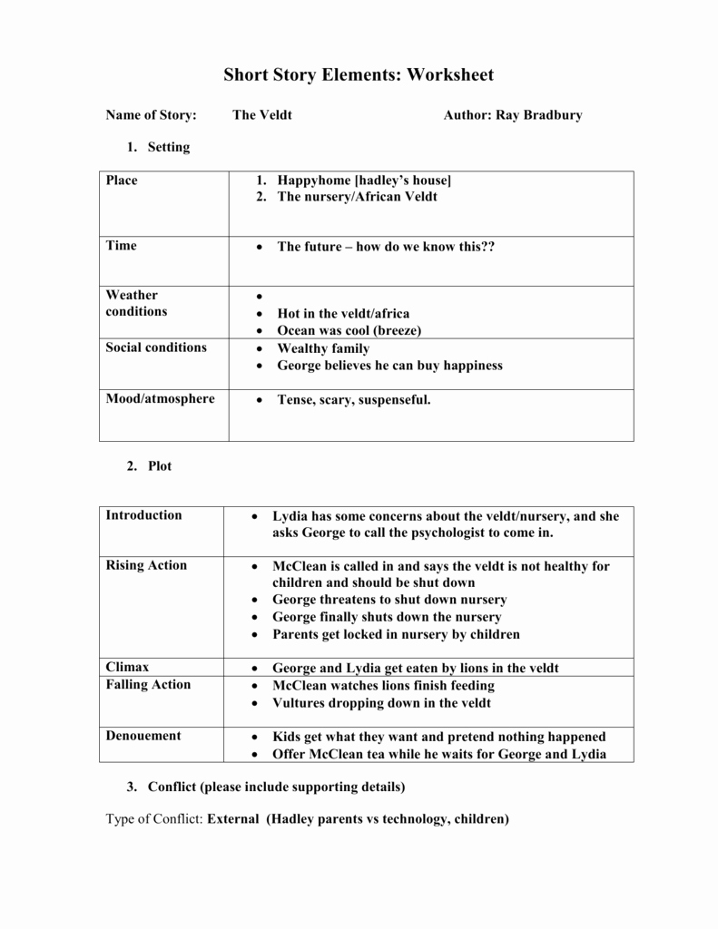Elements Of Plot Worksheet Inspirational Short Story Elements Worksheet