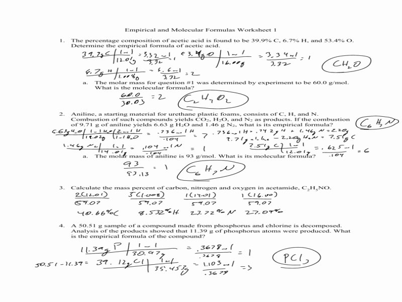 Empirical and Molecular formulas Worksheet Beautiful Percent Position by Mass Worksheet Free Printable