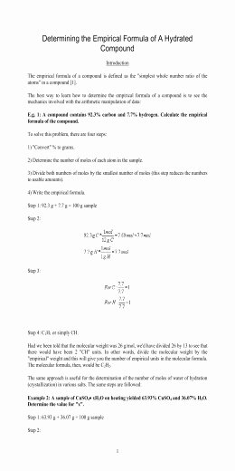 Empirical and Molecular formulas Worksheet Best Of Molecular formula Worksheet