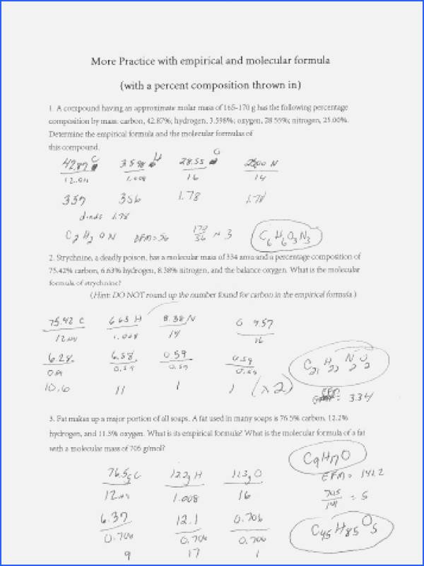 Empirical and Molecular formulas Worksheet New Mole Conversion Homework Worksheet Answers