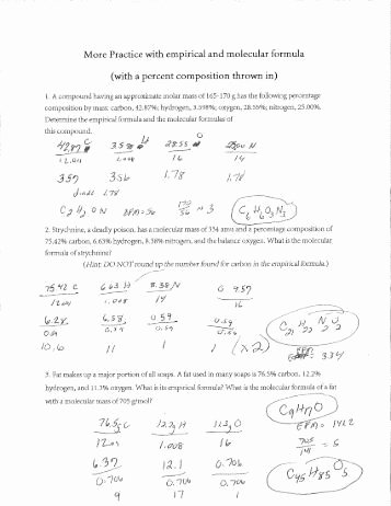 Empirical and Molecular formulas Worksheet Unique Percent Position and formula Practice