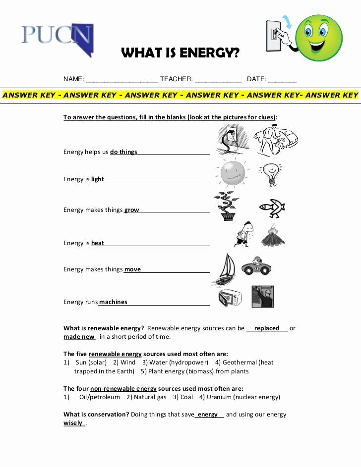 Energy Transformation Worksheet Answer Key Inspirational Energy Renewables and Conservation Elementary School