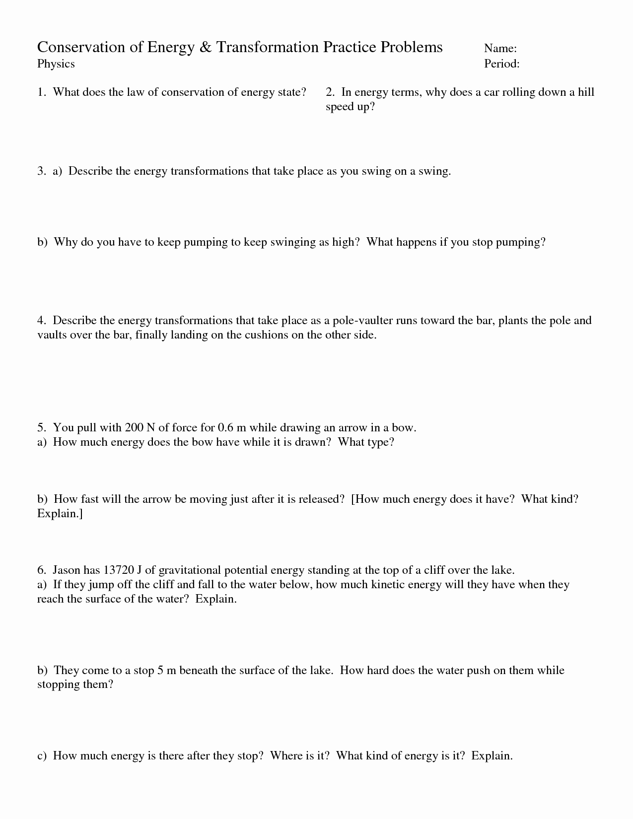 Energy Transformation Worksheet Answers Inspirational 12 Best Of Answers forms Energy