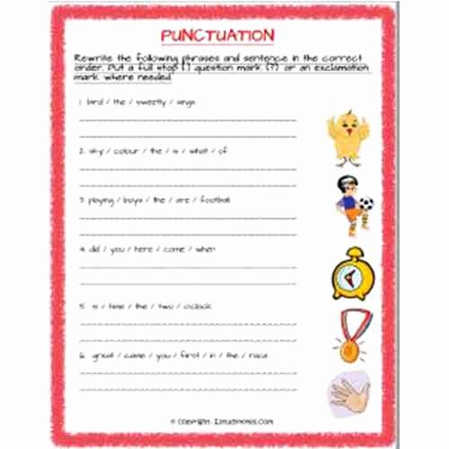 English Worksheet for Grade 2 Unique English Punctuation and Sequence Worksheet 1 Grade 2