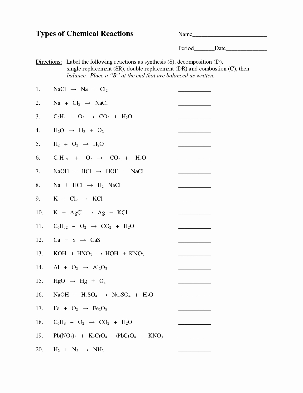 Enzymes Worksheet Answer Key