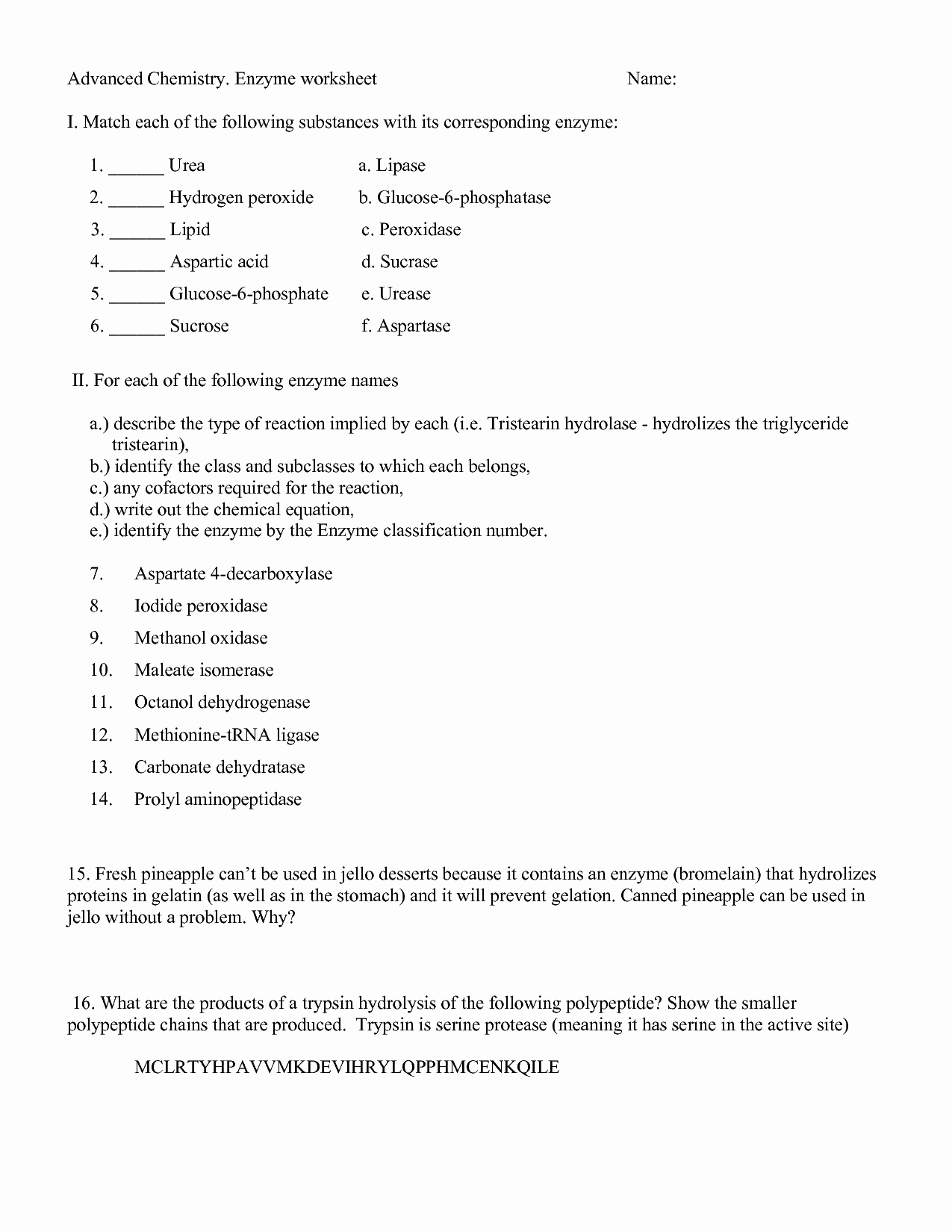 Enzyme Review Worksheet Answers Fresh 20 Best Of Enzymes and Chemical Reactions Worksheet
