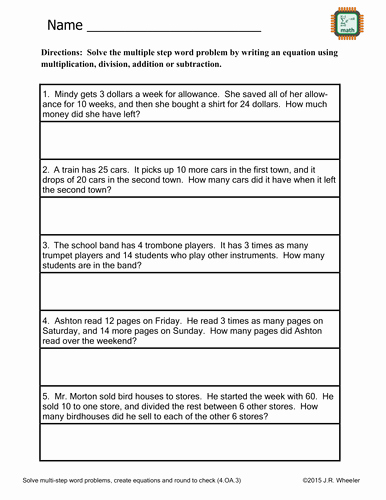 Equation Word Problems Worksheet Best Of Write Equations to solve Word Problems Worksheet 4 Oa 3
