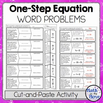 Equation Word Problems Worksheet Inspirational E Step Equation Word Problems Cut and Paste Activity