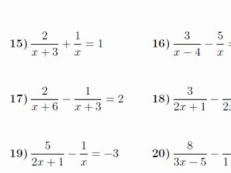 Equations with Fractions Worksheet Awesome Equations Linear Quadratic and Simultaneous Worksheets