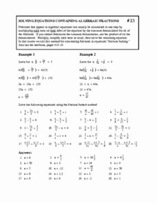 Equations with Fractions Worksheet Luxury solving Equations Containing Algebraic Fractions Worksheet