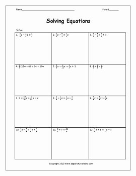 Equations with Fractions Worksheet Luxury solving Equations with Variables On Both Sides Fractions