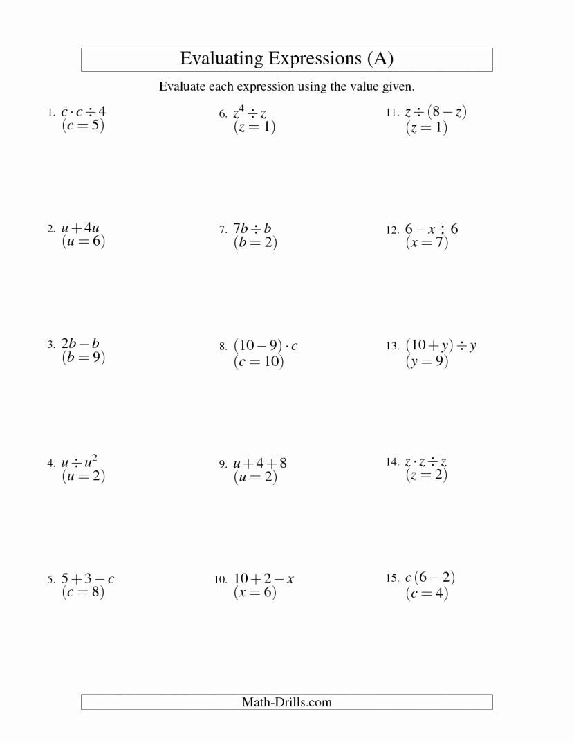 Equivalent Expressions Worksheet 6th Grade