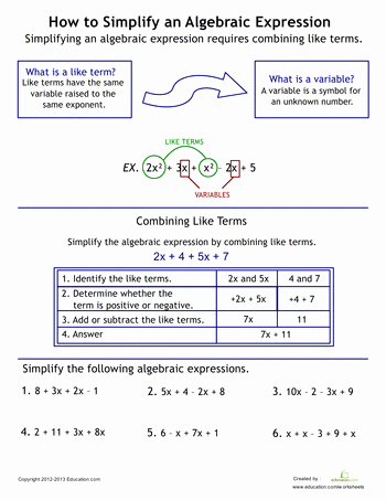 Equivalent Expressions Worksheet 6th Grade Best Of How to Simplify Algebraic Expressions