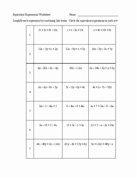 Equivalent Expressions Worksheet 6th Grade Fresh Equivalent Expressions Worksheet by Ctink S Math Resources