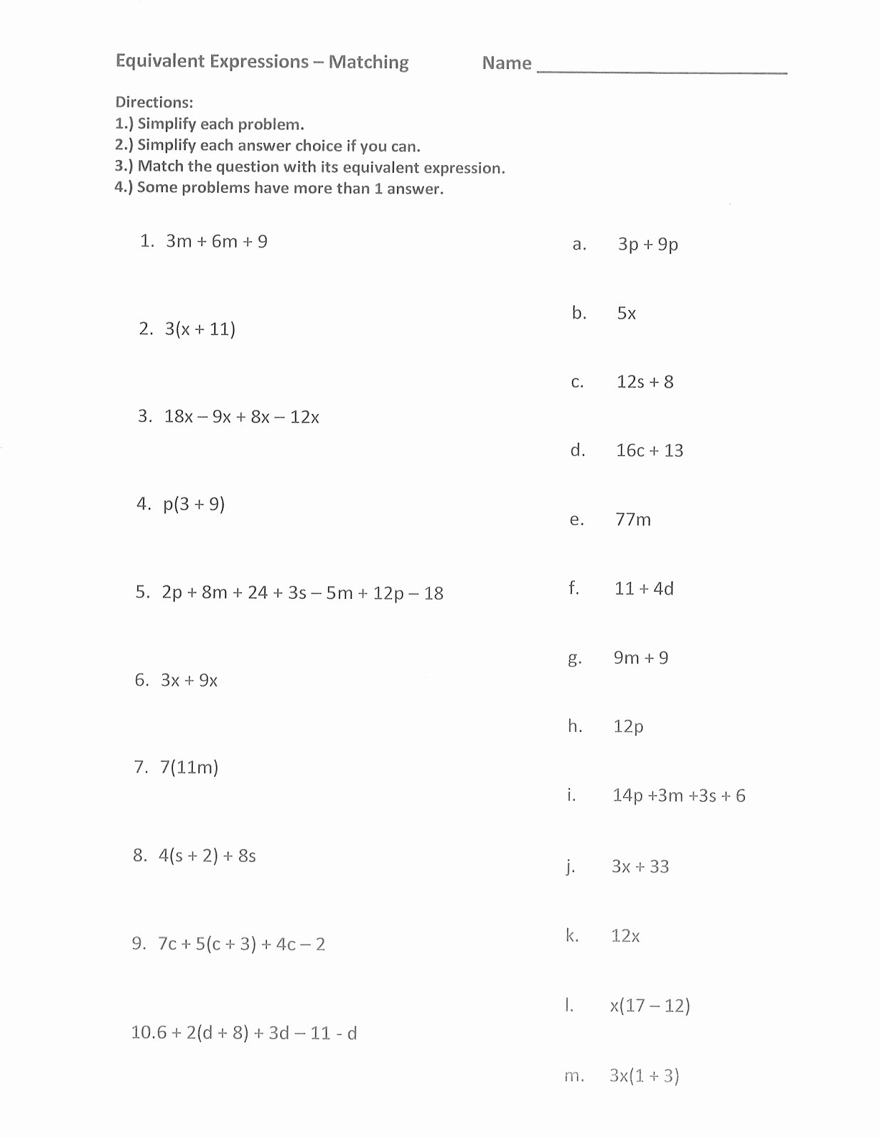 Equivalent Expressions Worksheet 6th Grade Inspirational Mrs White S 6th Grade Math Blog Equivalent Expressions