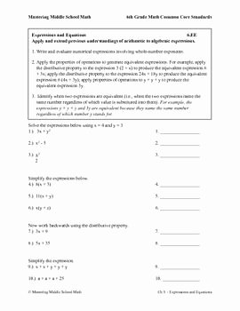 Equivalent Expressions Worksheet 6th Grade Lovely 29 Best 6th Grade Math Images On Pinterest