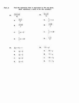 Equivalent Expressions Worksheet 6th Grade Luxury Equivalent Expressions Worksheet 6 Ee 3 4 by Klein S