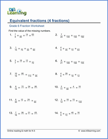 Equivalent Fractions Worksheet Pdf Beautiful Grade 6 Math Worksheet Fractions Four Equivalent