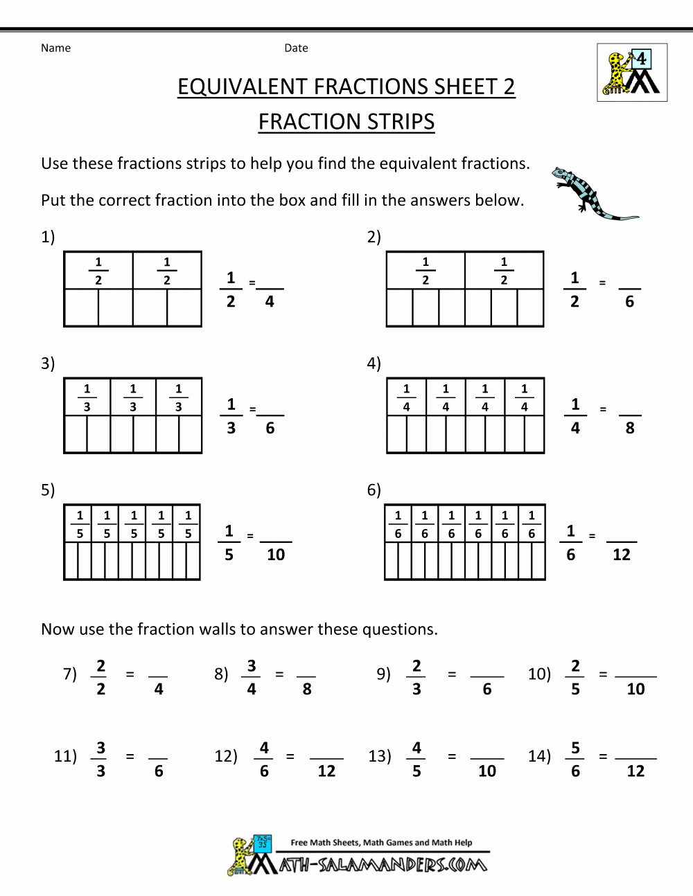 Equivalent Fractions Worksheet Pdf Inspirational Equivalent Fractions Worksheet