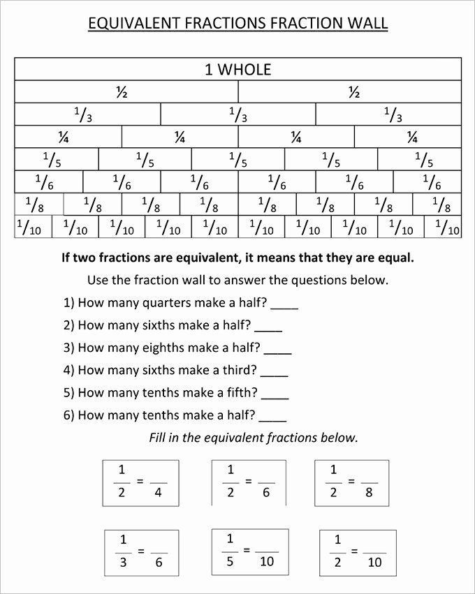 Equivalent Fractions Worksheet Pdf Lovely 23 Sample Adding Fractions Worksheet Templates