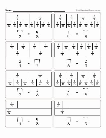 Equivalent Fractions Worksheet Pdf Unique Equivalent Fractions with Fraction Strips