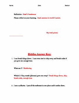 Erosion and Deposition Worksheet Awesome Weathering Erosion and Deposition Riddles by Breigh